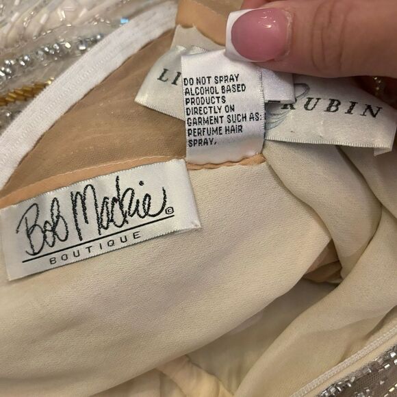 Bob Mackie & Lillie Rubin Vintage Heavily Beaded Sequin Glamorous Silk Gown 10 - Picture 14 of 15